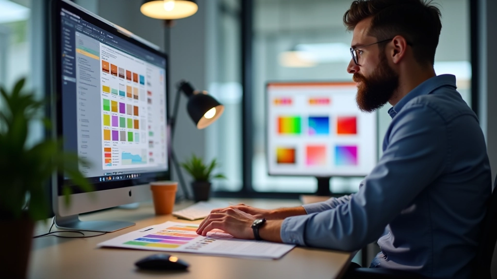 Farbpalette mit Kontrast-Beispielen und Barrierefreiheits-Richtlinien für Farbblindheit-Tests